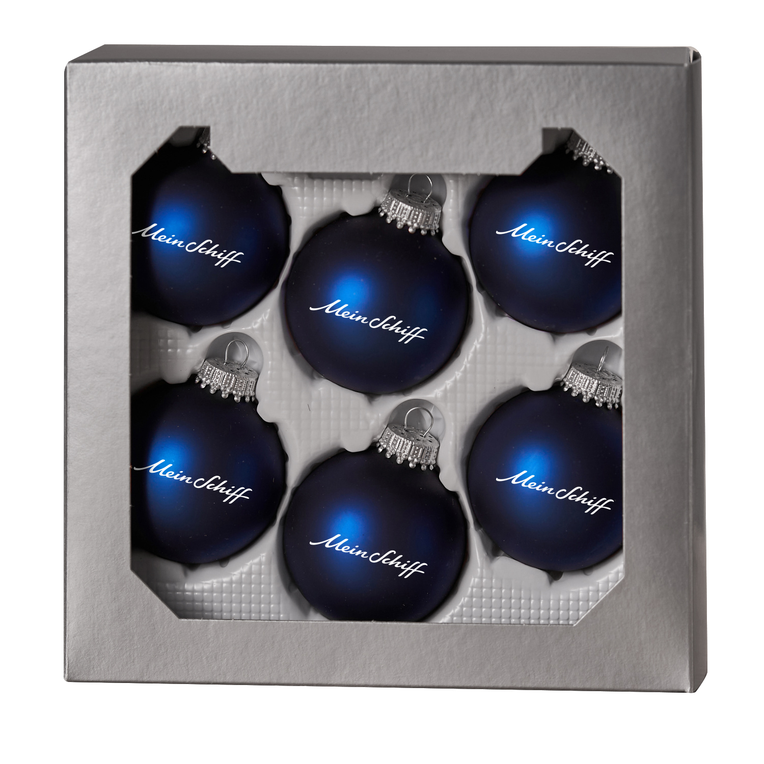 Mein Schiff Christmas tree bauble set of 6 – glossy or matte dark blue