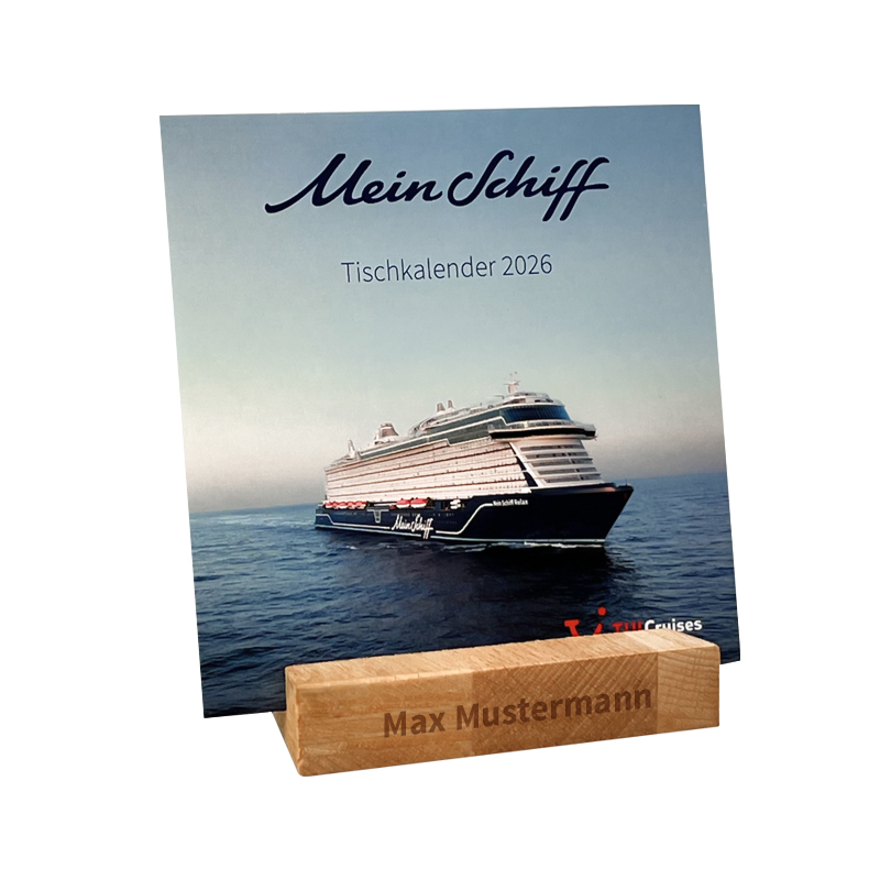 Mein Schiff  Tischkalender mit Holzsockel individualisierbar 2026 