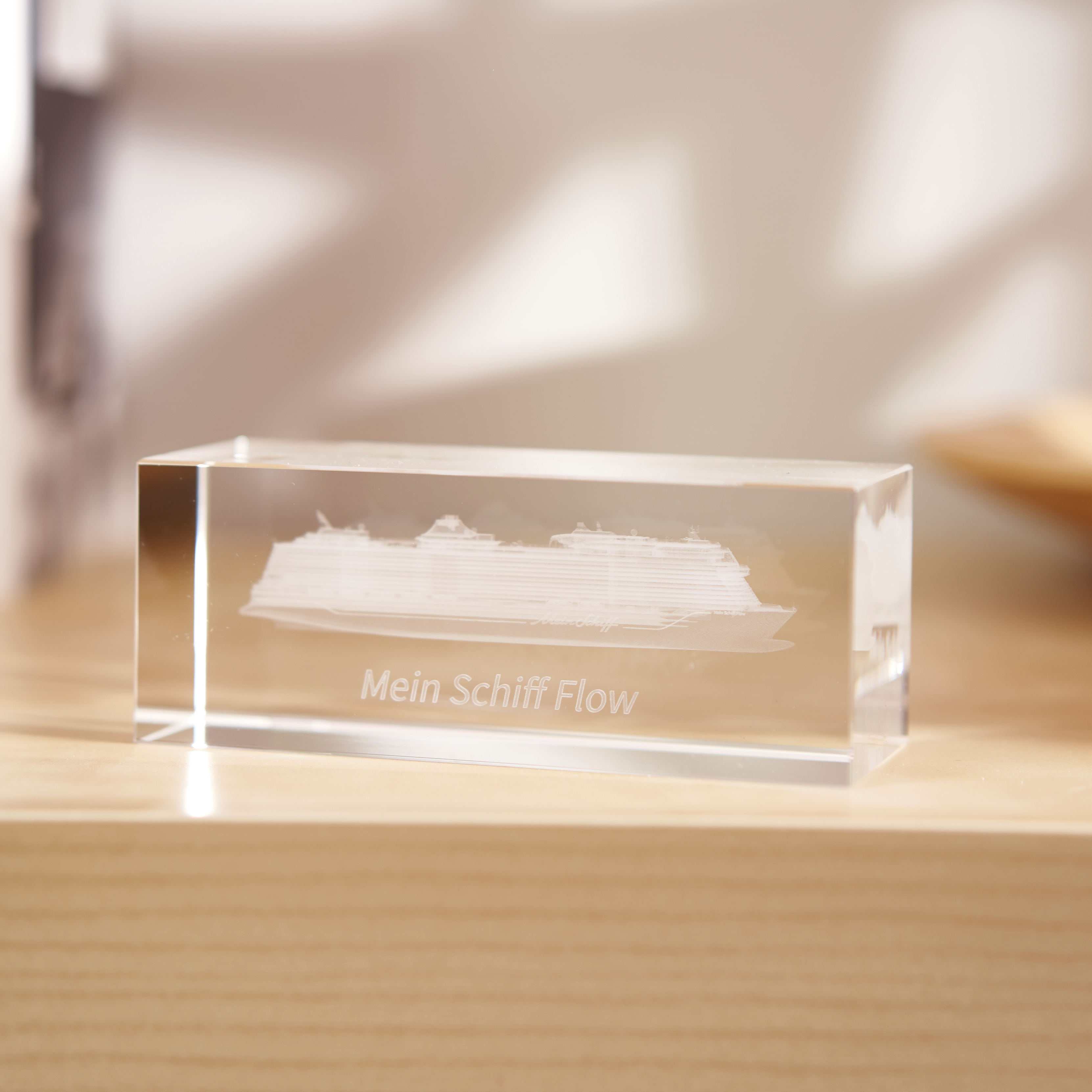 Mein Schiff 3D Gravur Glasquader