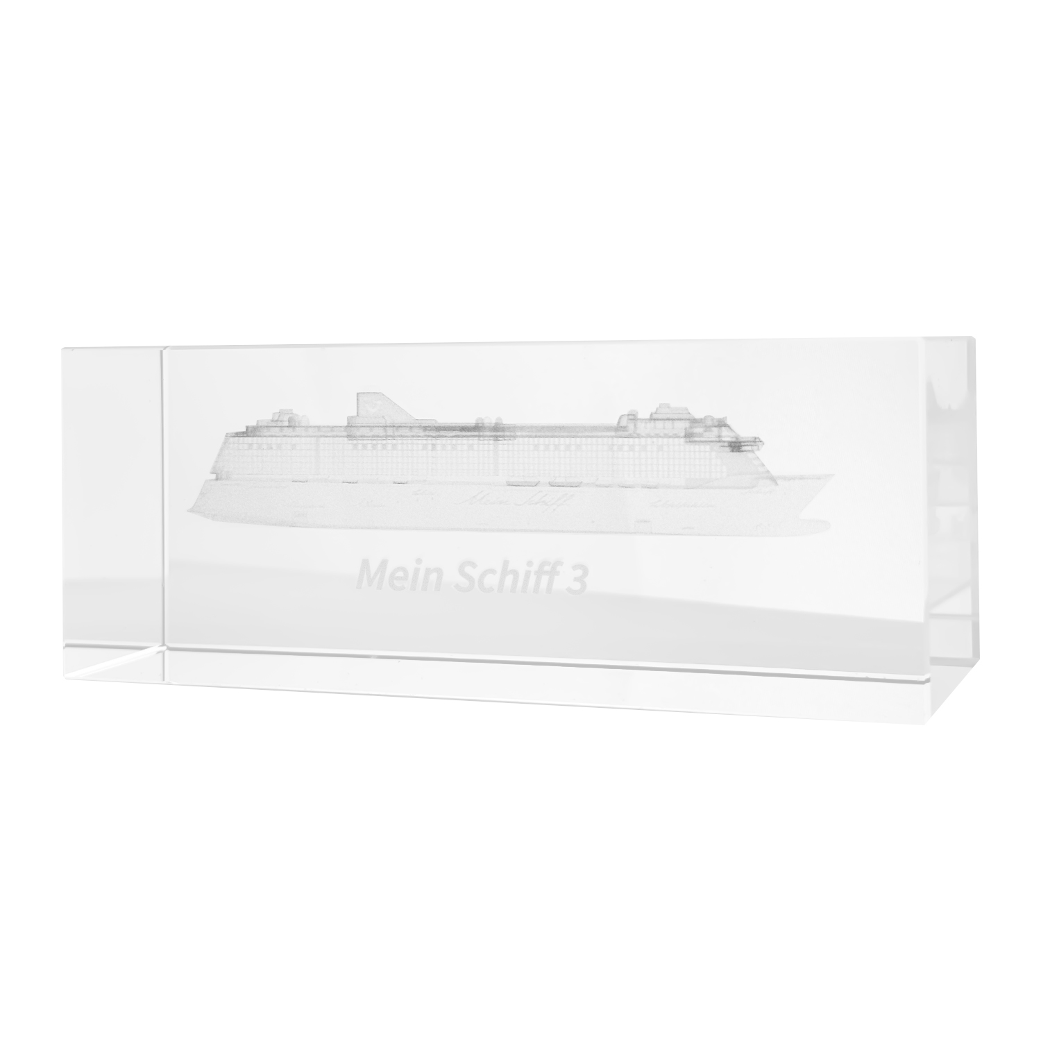 Mein Schiff 3D Gravur Glasquader