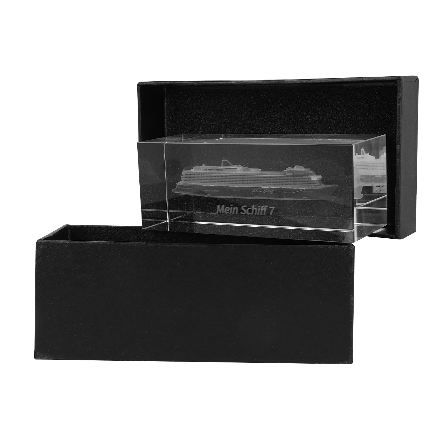 Mein Schiff 3D Gravur Glasquader