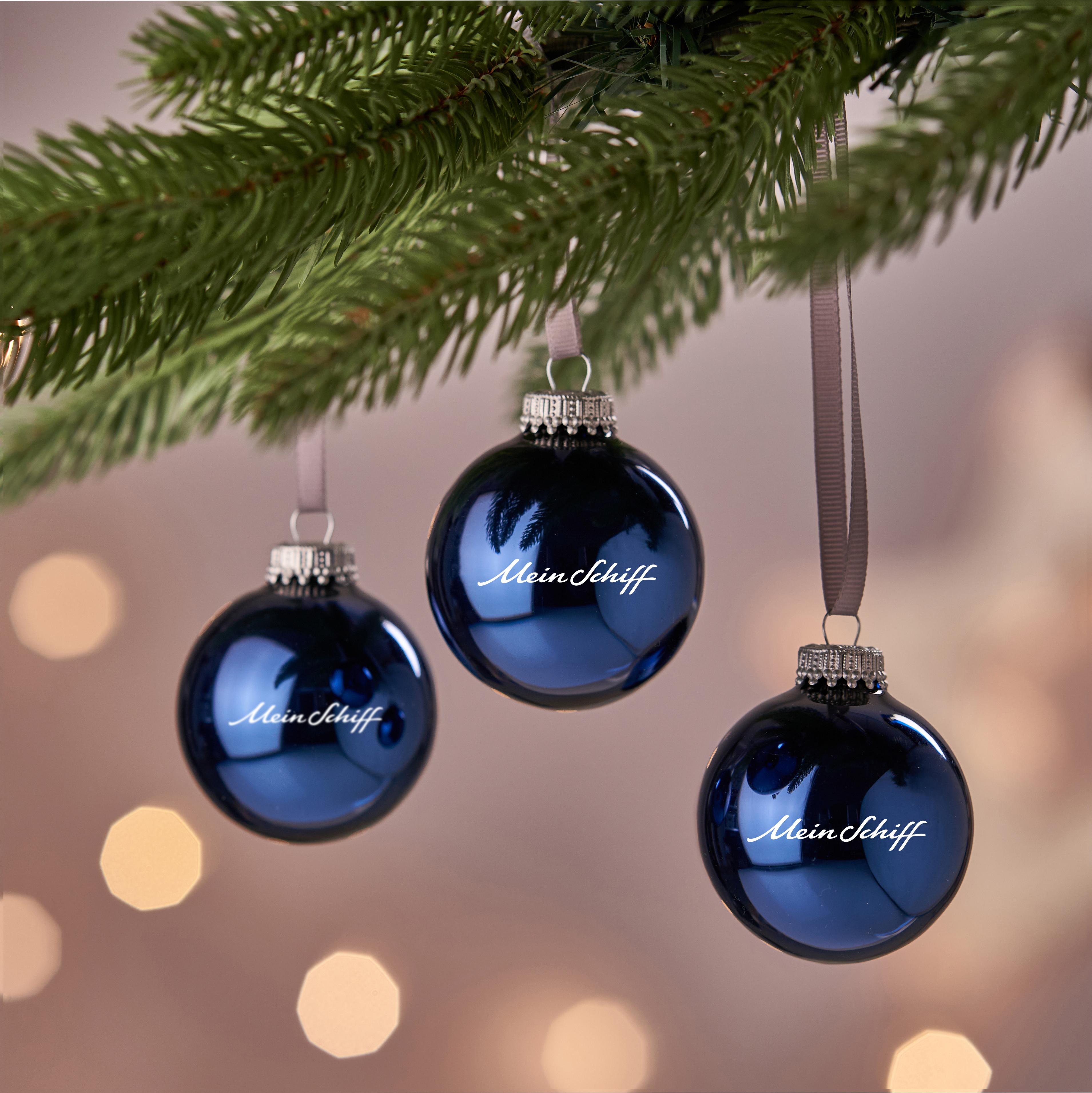 Mein Schiff Weihnachtsbaumkugel 6er Set – dunkelblau glänzend