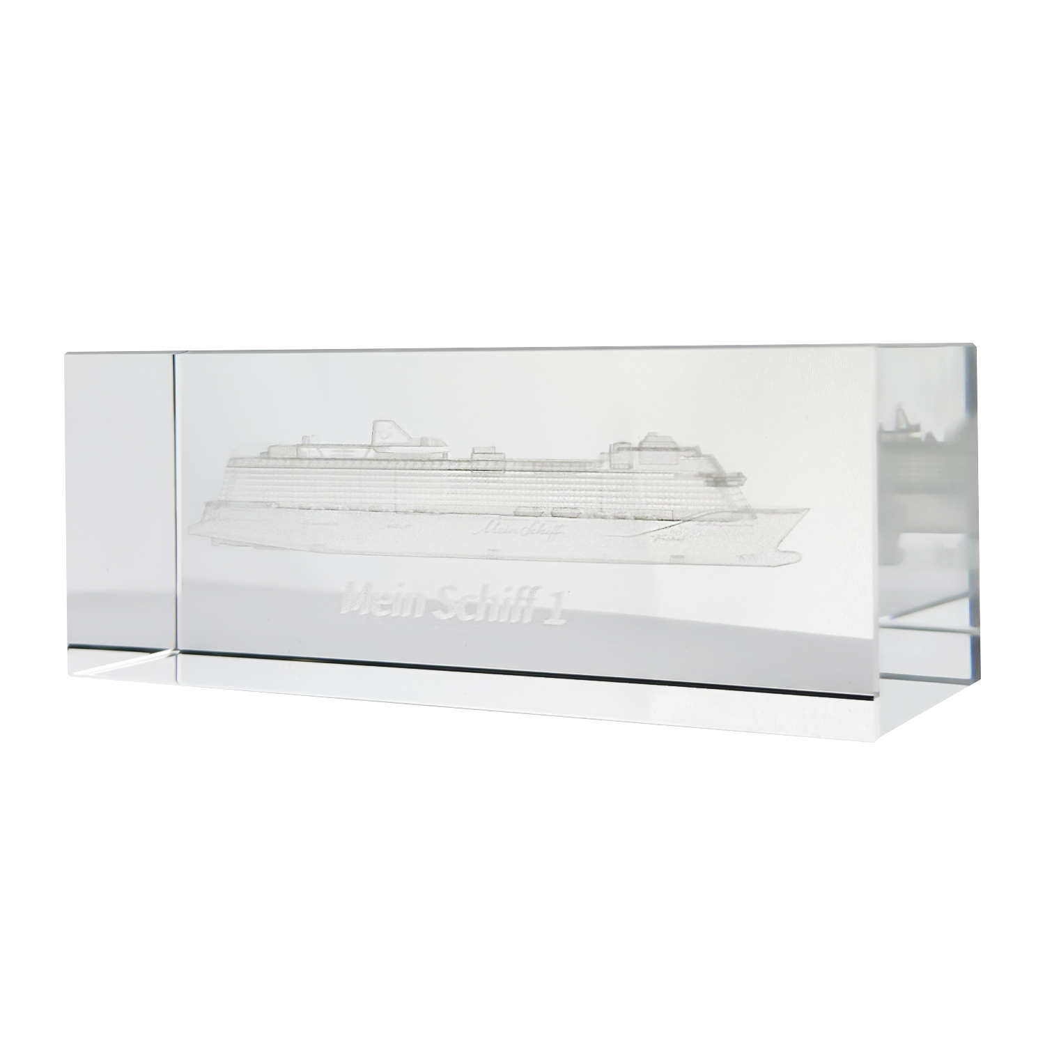 Mein Schiff 3D Gravur Glasquader