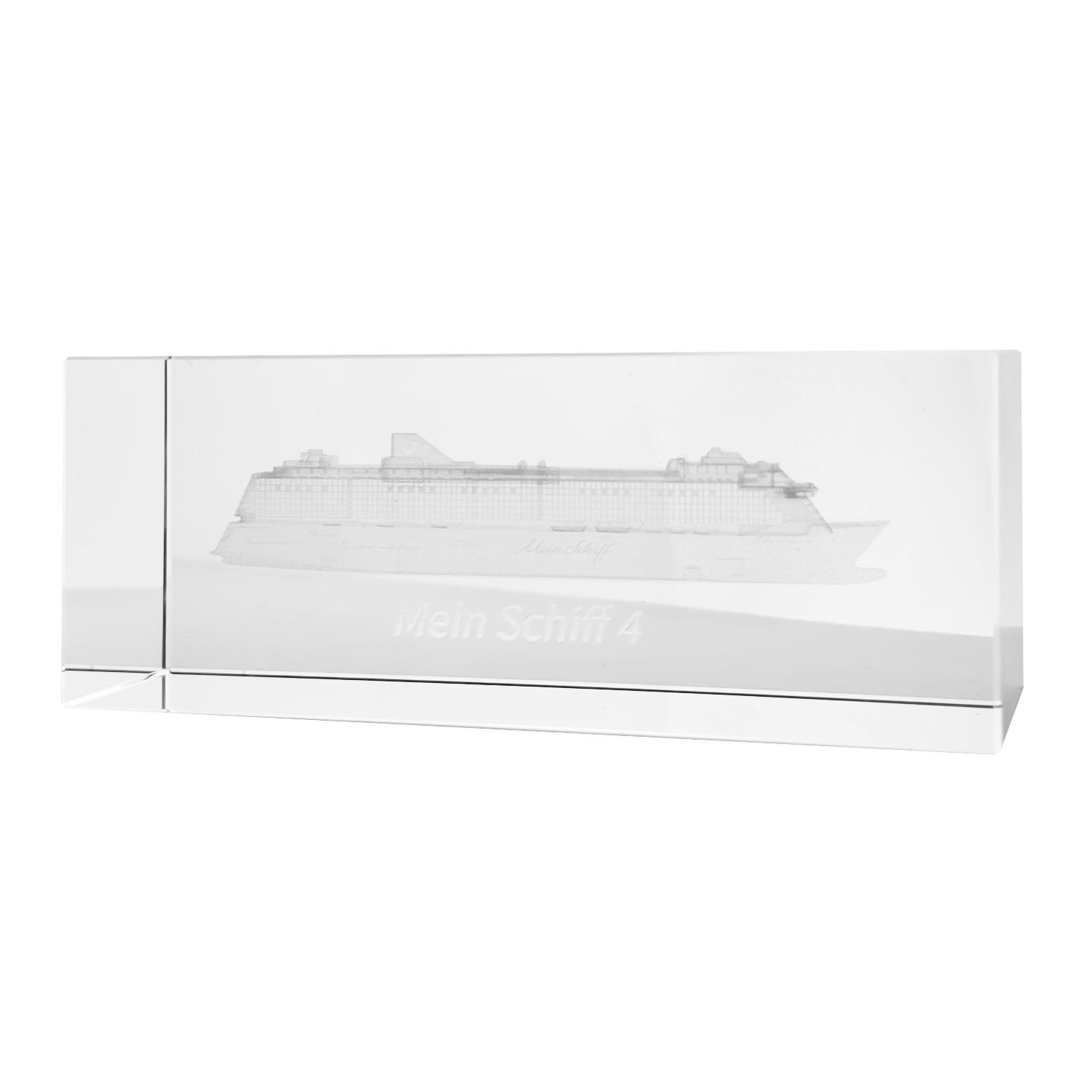 Mein Schiff 3D Gravur Glasquader