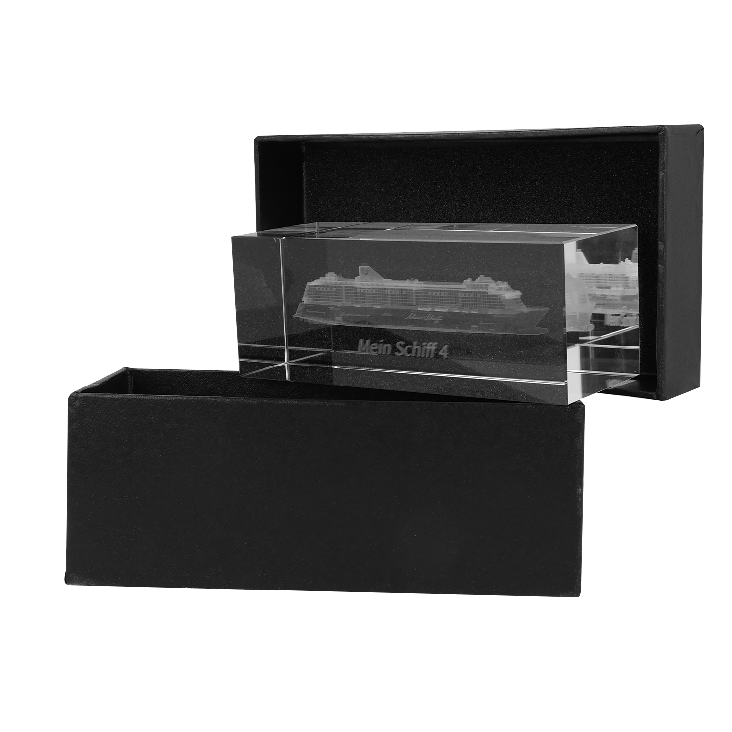 Mein Schiff 3D Gravur Glasquader