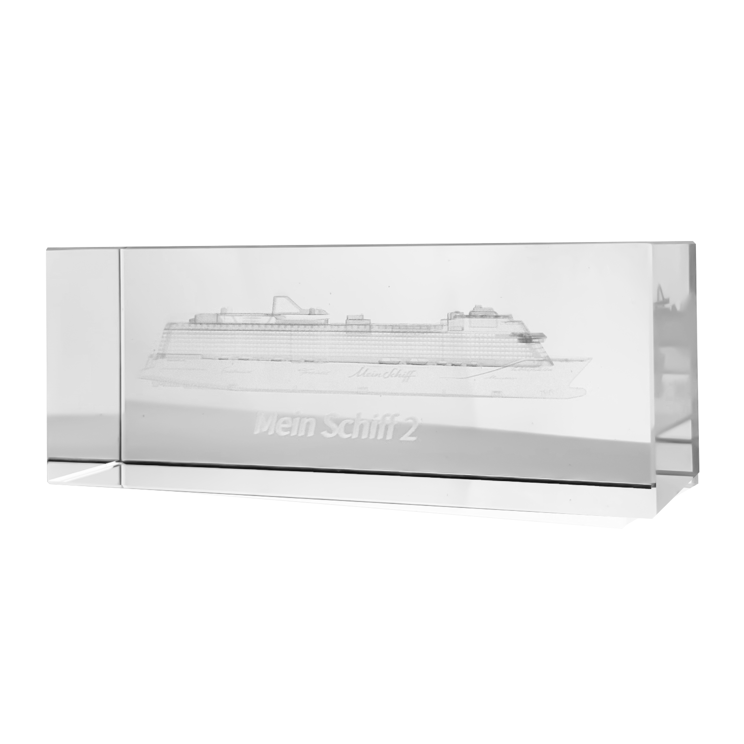 Mein Schiff 3D Gravur Glasquader