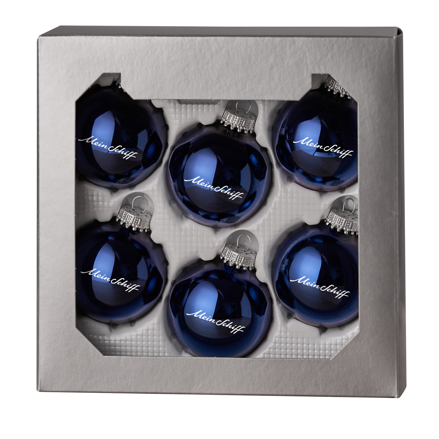 Mein Schiff Christmas tree bauble set of 6 – glossy or matte dark blue