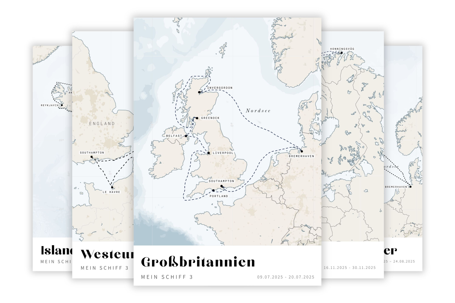 Mein Schiff Seekarten | 70x100 cm | ohne Rahmen | TCD-029-70x100